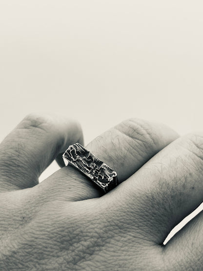 Anillo de sello macizo texturado